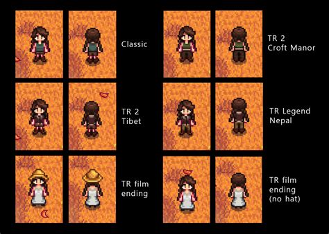 Tomb Raider inspired outfits for my character, Lara Croft : r/StardewValley