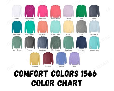 Comfort Colors 1566 Color Chartall Colors Color Chart for Comfort ...