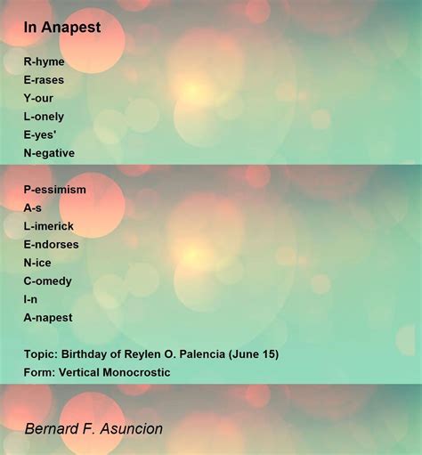 In Anapest - In Anapest Poem by Bernard F. Asuncion