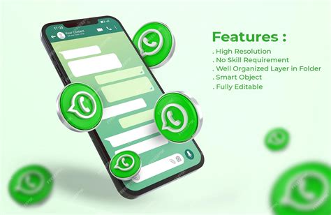 Premium PSD | Whatsapp on mobile phone mockup with 3d logo