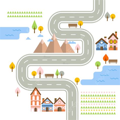 Road Map Infographic Vector Design Images, Cute Road Infographics, Chart, House, City PNG Image ...