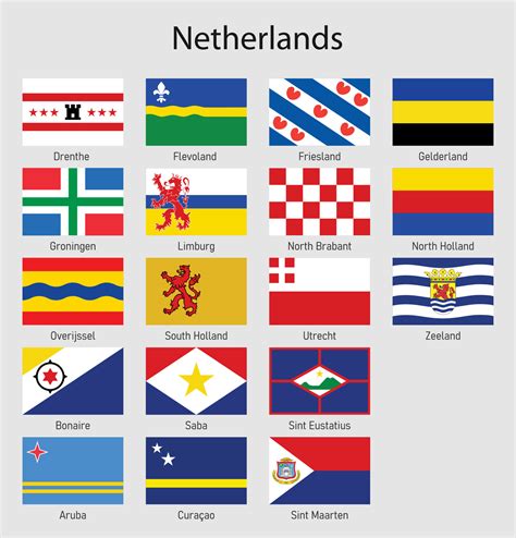 Flags of the provinces of Netherlands, All Dutch regions flag co 21983577 Vector Art at Vecteezy