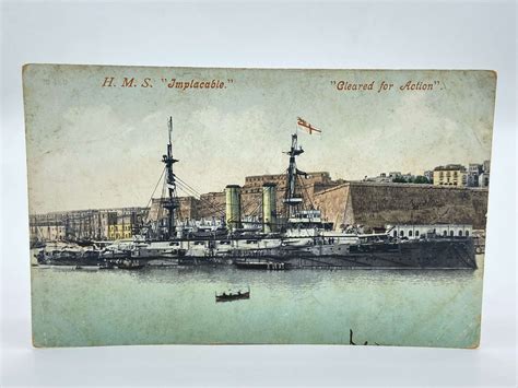 WW1 Royal Navy HMS Implacable “Cleared For Action” Postcard in Ephemera