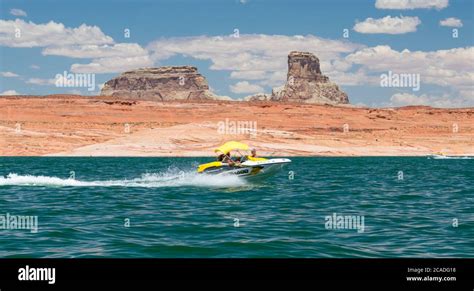 Boating at Lake Powell, Utah, USA Stock Photo - Alamy