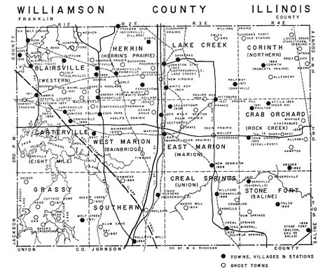 Williamson County Illinois Town, Ghost Town, Village and Station Map ...