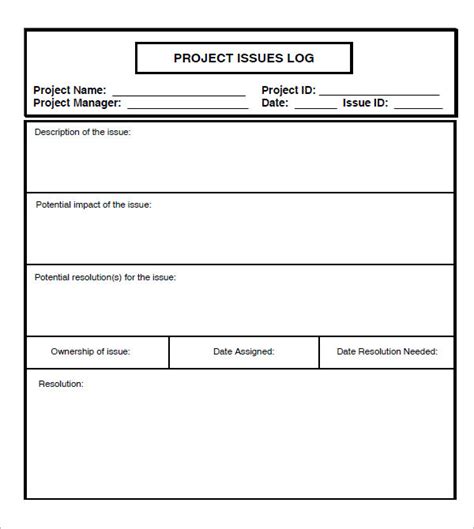 Project Management Issue Log Template - SampleTemplatess - SampleTemplatess