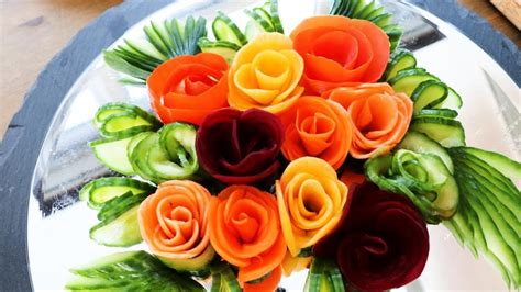 Super Salad Decoration Ideas - How to quickly make Rose Flowers from Vegetables, Decorating ...