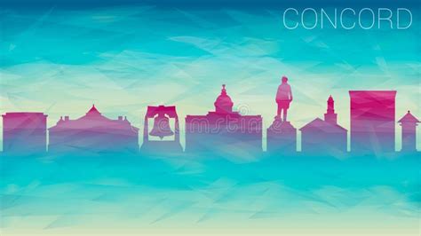 Concord, NH, USA Skyline City Vector Silhouette. Broken Glass Abstract Textured. Banner ...