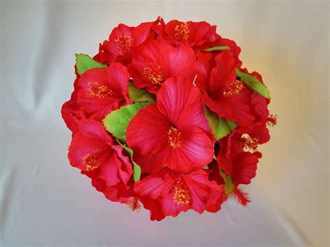 Red hibiscus wedding bouquet and prom bouquet from www ...