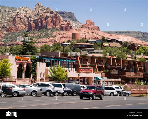 Sedona, Arizona, USA - Matterhorn hotel and shopping in uptown village ...