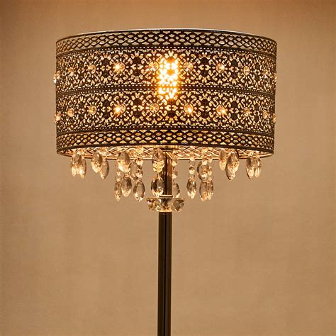 63" Bohemian Floor Lamp w Crystal Beads & Silver Finish for Home More ...