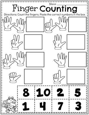 a printable worksheet for counting the numbers to 10 with hands and fingers