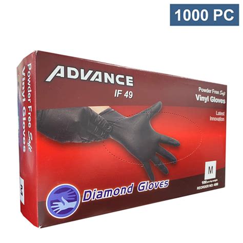 Advance Vinyl Industrial Gloves, Black 100 Pieces (S/M/L/XL) – Health ...