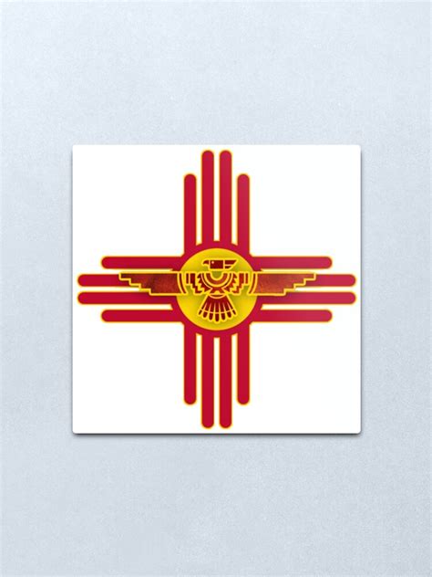 " New Mexico Flag Zia Symbol Floral Nature Eagle Southwest Sun" Metal Print by sadek | Redbubble