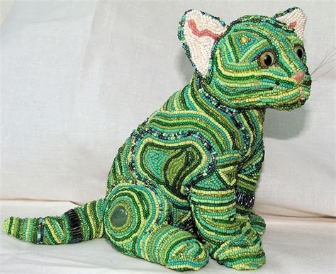 Here, kittykittykitty | Beaded animals, Seed bead art, Soft sculpture art