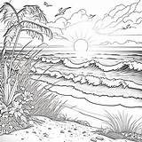 Beach Scene Coloring Pages Bundle 2 PNG Digital Download  sketch template