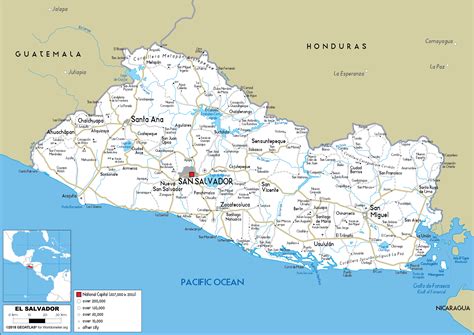 Large size Road Map of El Salvador - Worldometer