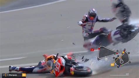 MotoGP 2023, German Grand Prix, Marc Marquez crashes with Johann Zarco ...