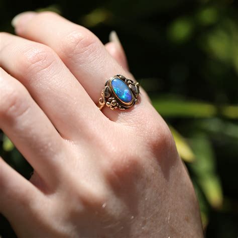 Vintage | Vintage Black Opal 14k Gold Ring at Voiage Jewelry