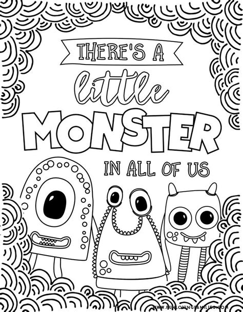 Monster Coloring Pages: 4 Cute and Silly Monsters for Kids (Free Printables) - Fun Loving ...