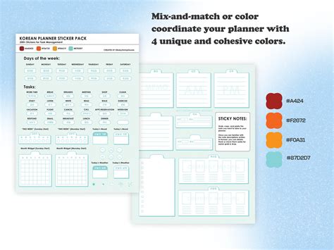 Digital Planner Korean Sticker Pack, PNG, Digital Widget, Digital Post-it, Korean Stickers ...