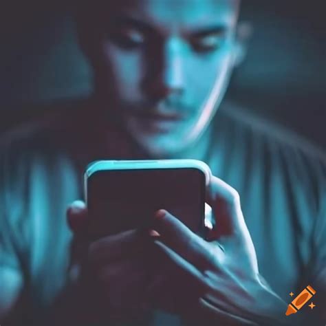 Man using cellphone at night on Craiyon