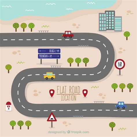 Premium Vector | Road map in flat design | Mapas de carreteras, Mapas ...