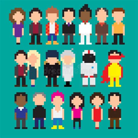 Pixel art people stock illustration. Illustration of business - 29666215