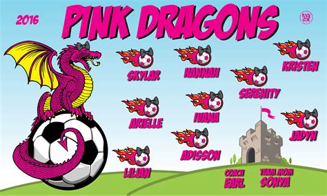 B1713 Pink Dragons 3x5 Banner-B1713