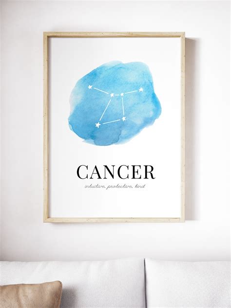 CANCER Watercolor Zodiac Sign Wall Art Print DIGITAL - Etsy