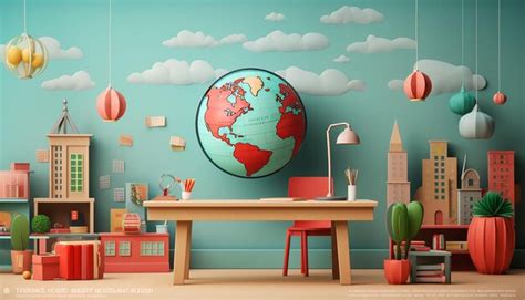 Premium AI Image | Minimal 3D World teacher's day creative poster design