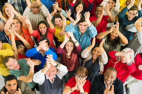 Portrait of diverse crowd clapping - Stock Image - F014/6640 - Science ...