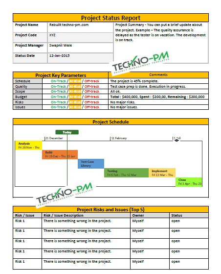 Project Status Report Template Word - FREE | Project Management Templates