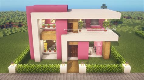 Minecraft Modern pink house - Build Tutorial🌸 - YouTube