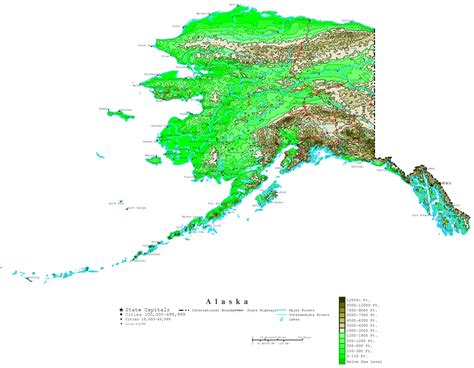 Alaska Elevation Map | World Map Gray