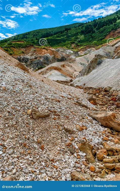 Fumarolic Field at the Mendeleev Volcano at Kunashir Island, Russia Stock Photo - Image of hill ...