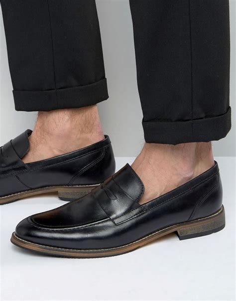 ASOS Loafers In Black Leather With Natural Sole for Men - Lyst