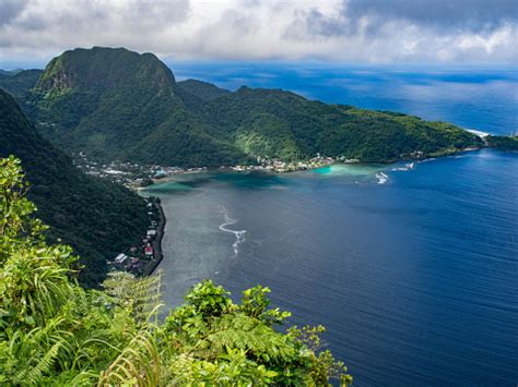 Rainmaker Mountain And Aua Village American Samoa Stock Photo ...