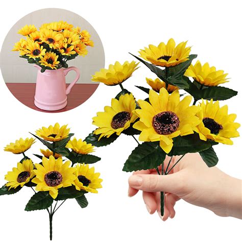 Walmart Week Deals Artificial Flowers,7 Heads Artificial Sunflower Bouquet, Silk Sunflower ...