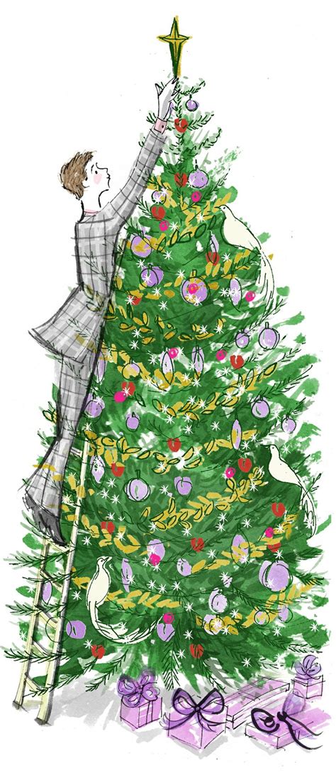 tree trimming | Christmas tree art, Christmas art, Christmas illustration