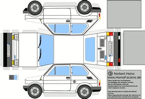 Papercraft Jeep Fiat 126 Papercraft Homofaciens Downloads | Fiat 126, Car papercraft, Paper models