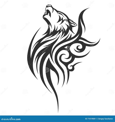 Tribal tattoo wolf designs stock vector. Illustration of design - 71019081