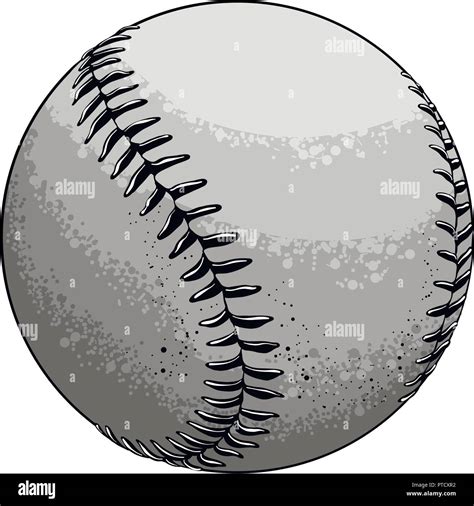 Hand drawn sketch baseball ball in black and white color, isolated on white background. Detailed ...