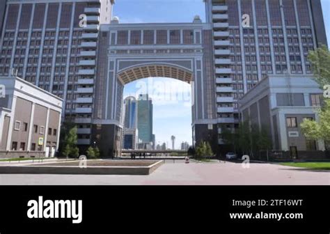 KazMunayGas oil company headquarter rose gold coloured administrative complex Stock Video ...