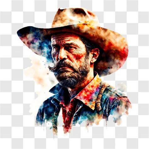 Download Man wearing cowboy hat with colorful face paint PNGs Online ...