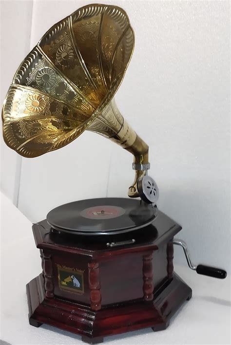 Buy HMV Antique Vintage Replica Gramophone Phonograph Wooden and Brass Record Player Original ...