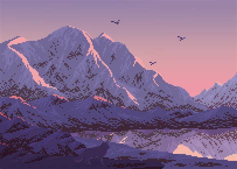 Snowy mountains : r/PixelArt