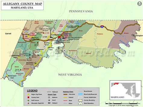 Allegany County Map, Maryland | County map, Allegany county, Allegany