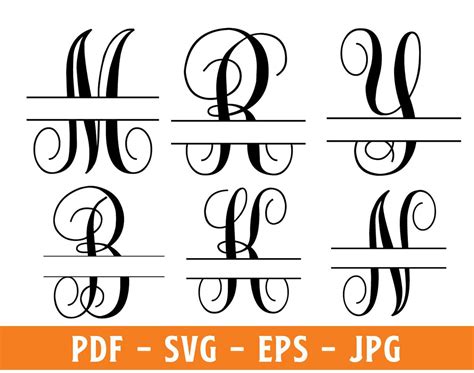 Split Monogram Svg, Split Monogram Frame Alphabet, Digital Download Instant Download ...