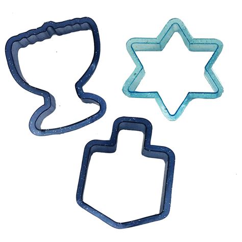 Hanukkah Gifts - Set Of 3 Glitter Hanukkah Cookie Cutters